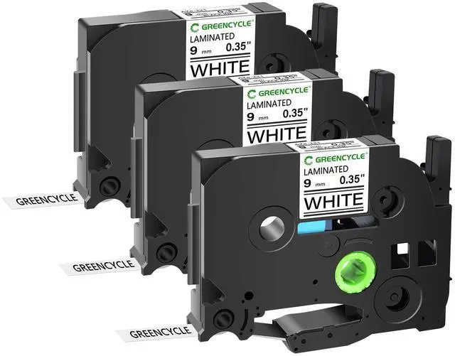 Main image of GREENCYCLE 3 Pack Compatible for Brother TZe-221 TZ-221 9mm 0.35" Laminated White Label Maker Tape Ptouch TZe221 TZ221 TZe TZ Label Tape for PT-D210 PT-H110 PT-D220 PT-D400