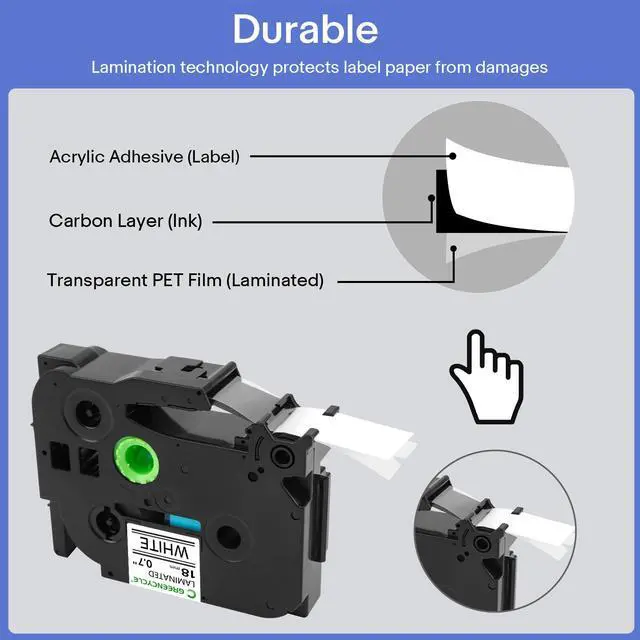 Alt view image 4 of 7 - GREENCYCLE 6 Pack Compatible for Brother TZe-241 TZ-241 18mm 0.7" Laminated Black on White Label Maker Tape Ptouch TZe241 TZ241 TZe TZ Label Tape for PT-2030 PT-2030AD PT-2030VP PT-2100
