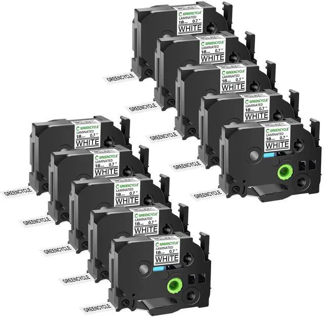 Main image of GREENCYCLE 10 Pack Compatible for TZe-241 TZ-241 18mm 0.7" Laminated Black on White Label Maker Tape Ptouch TZe241 TZ241 TZe TZ Label Tape for PT-1600 PT-1700 PT-170K PT-1750 PT-1750SC