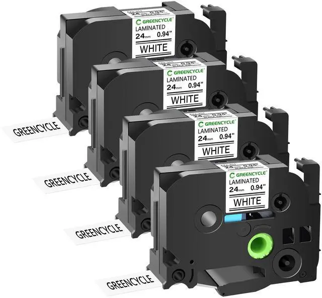 Main image of GREENCYCLE 4 Pack Compatible for Ptouch Label Maker Tape TZe-251 TZ-251 24mm 0.94 Laminated Black on White TZe251 TZ251 TZe TZ Label Tape for PT-2470 PT-2500PC PT-2600 PT-2610