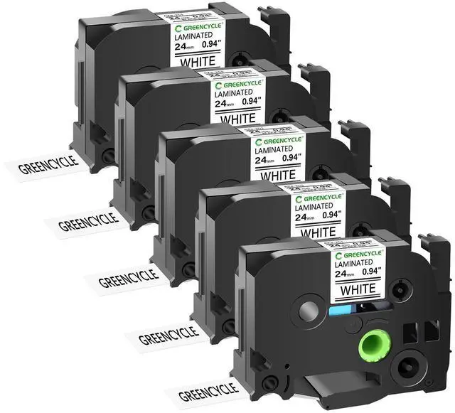 Main image of GREENCYCLE 5 Pack Compatible for Ptouch Label Maker Tape TZe-251 TZ-251 24mm 0.94 Laminated Black on White TZe251 TZ251 TZe TZ Label Tape for PT-2700 PT-2710 PT-2730