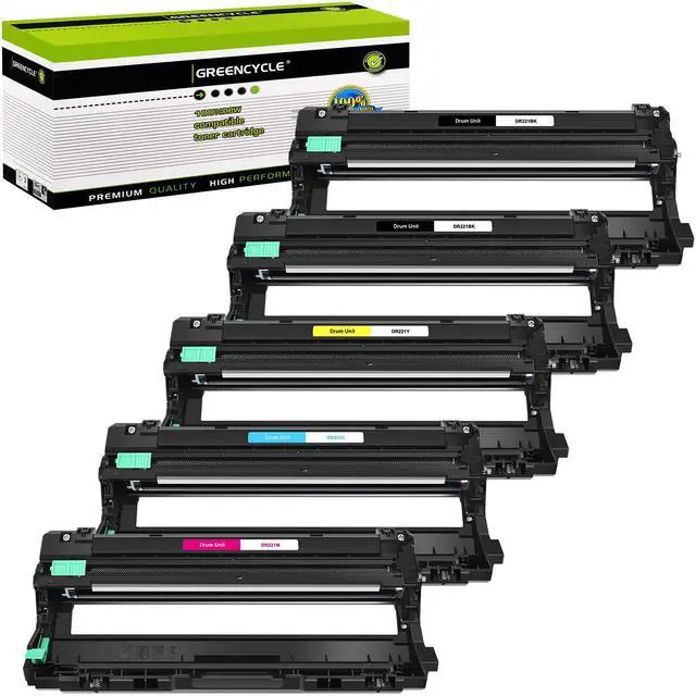Main image of greencycle 5 Pack Compatible drum unit Replacement for Brother DR221 DR-221 DR221CL Work with MFC-9130CW HL-3170CDW HL-3140CW HL-3180CDW MFC-9330CDW Printer (2 Cyan, 1 Magenta, 1 Yellow)