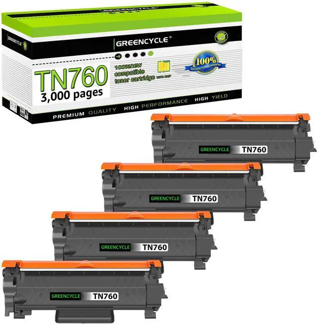 Main image of greencycle TN760 TN730 Toner Cartridge Compatible for Brother TN-760 TN-730 with CHIP Work with DCP-L2550DW HL-L2350DW HL-L2395DW HL-L2370DW MFC-L2750DW printer (Black 4 Pack)