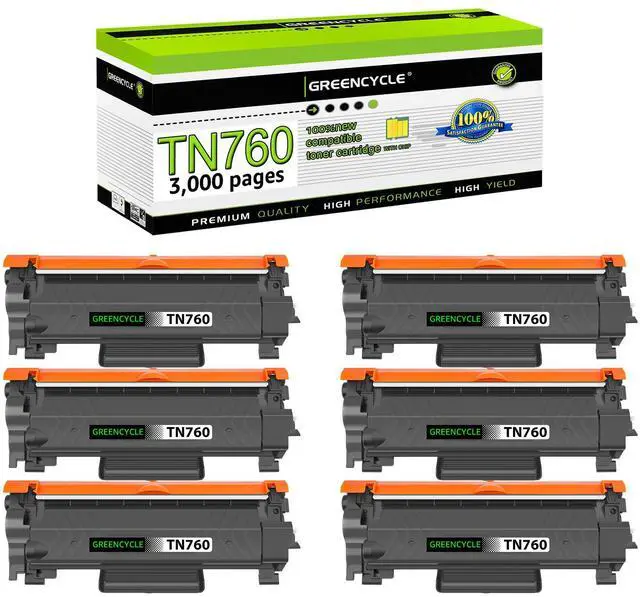 Main image of greencycle TN760 TN730 Toner Cartridge Compatible for Brother TN-760 TN-730 with CHIP Work with DCP-L2550DW HL-L2350DW HL-L2395DW HL-L2370DW MFC-L2750DW printer (Black 6 Pack)
