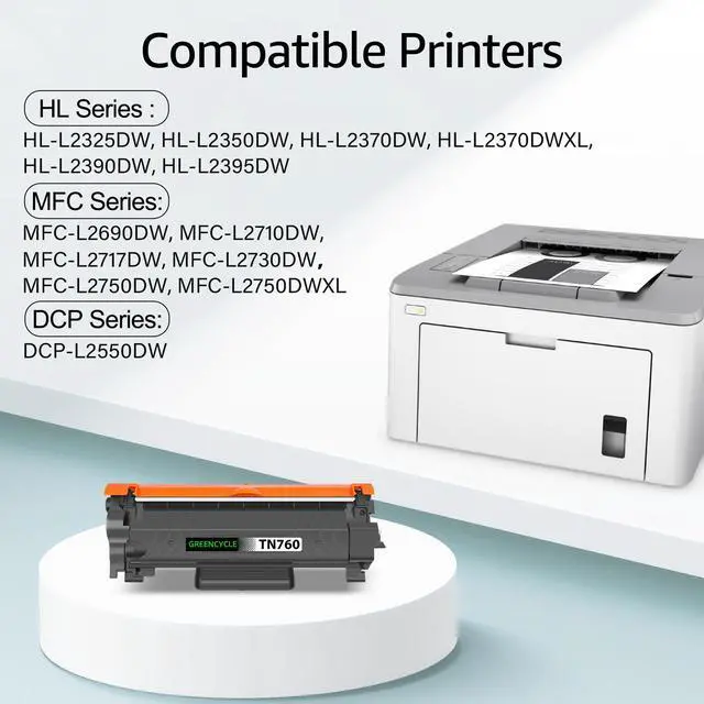 Alt view image 2 of 7 - greencycle TN760 TN730 Toner Cartridge Compatible for Brother TN-760 TN-730 with CHIP Work with DCP-L2550DW HL-L2350DW HL-L2395DW HL-L2370DW MFC-L2750DW printer (Black 3 Pack)