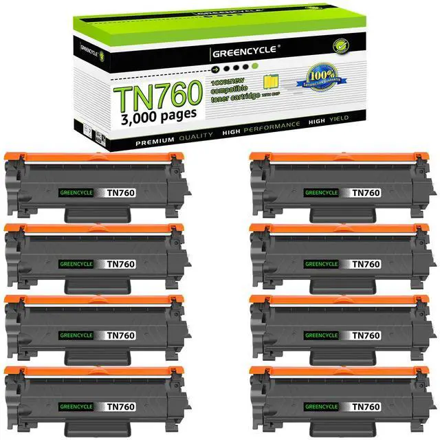 Main image of greencycle TN760 TN730 Toner Cartridge Compatible for Brother TN-760 TN-730 with CHIP Work with DCP-L2550DW HL-L2350DW HL-L2395DW HL-L2370DW MFC-L2750DW printer (Black 8 Pack)