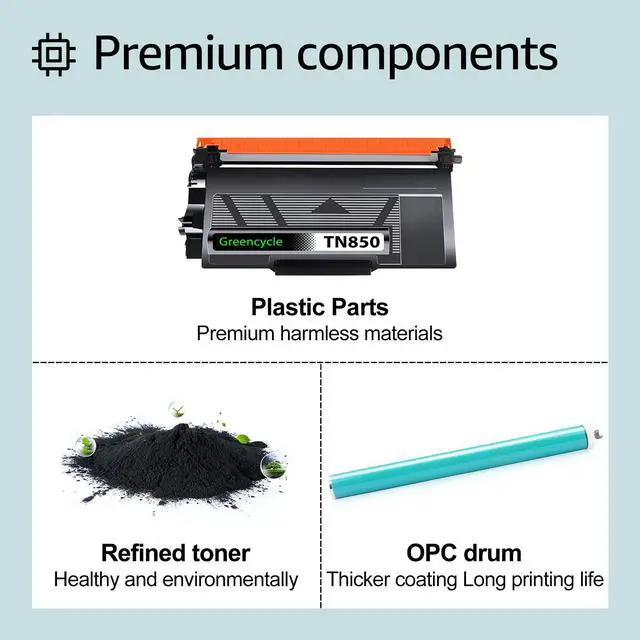 Alt view image 4 of 7 - greencycle TN850 Toner Cartridge & DR820 Drum Unit Set Compatible with Brother DCP-L5500DN L5600DN L5650DN HL-L6200DW L6200DWT L5200DWT L5200DW L5100DN L5000D MFC-L5850DW L5900DW( 3 Toner, 1 Drum )