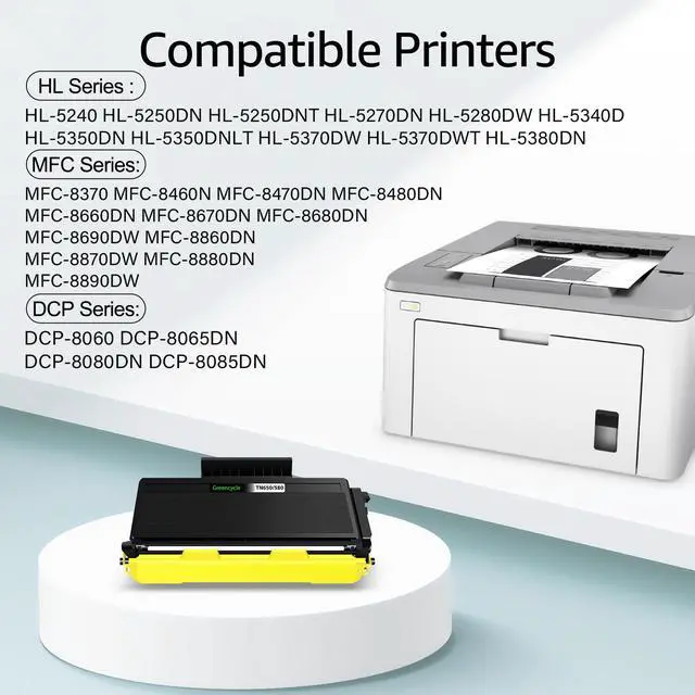 Alt view image 2 of 6 - greencycle Compatible Toner Cartridge Replacement for Brother TN580 TN550 TN650 TN620 Work with HL-5370DW HL-5250DN HL-5340D MFC-8480DN MFC-8890DW MFC-8860DN DCP-8060 DCP-8065DN (Black 10 Pack)