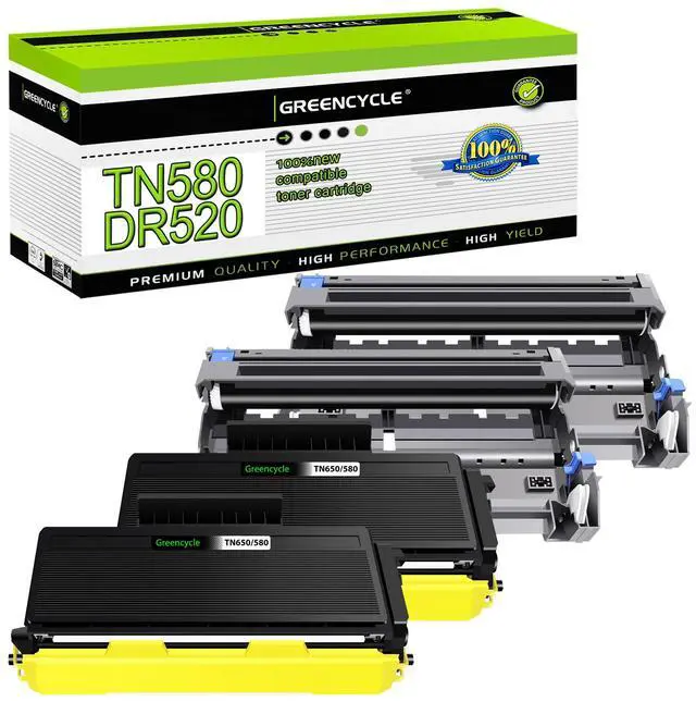 Main image of greencycle High Yield Black Toner Cartridge & Drum Unit Set Replacement for Brother TN580 TN650 DR520 Work with DCP-8060 DCP-8065DN HL-5240 HL-5250 MFC-8870WN MFC-8480DN(2 Toner,2 Drum)