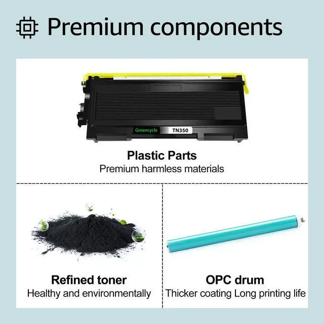Alt view image 3 of 6 - greencycle TN350 TN-350 Toner Cartridge & DR350 DR-350 Drum Unit Set Compatible with Brother MFC-7820n MFC-7420 MFC-7220 HL-2030 HL-2040 DCP-7020 Intellifax 2820 Printer (3 Toner, 1 Drum)