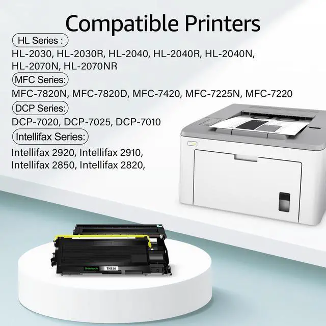Alt view image 2 of 6 - greencycle TN350 TN-350 Toner Cartridge & DR350 DR-350 Drum Unit Set Compatible with Brother MFC-7820n MFC-7420 MFC-7220 HL-2030 HL-2040 DCP-7020 Intellifax 2820 Printer (3 Toner, 1 Drum)