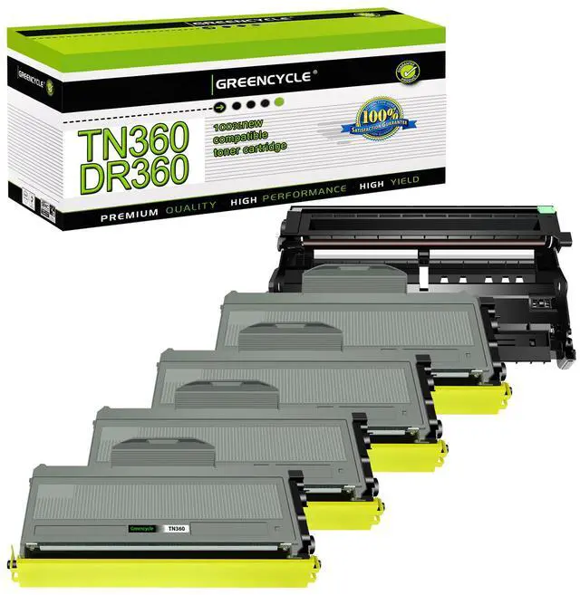 Main image of greencycle Compatible Toner Cartridge and Drum Unit Replacement for TN360 TN330 DR360 DR-360 High Yield Compatible with Brother HL-2170w HL-2140 MFC-7340 MFC-7340 DCP-7040 Printer(4 Toner,1 Drum)