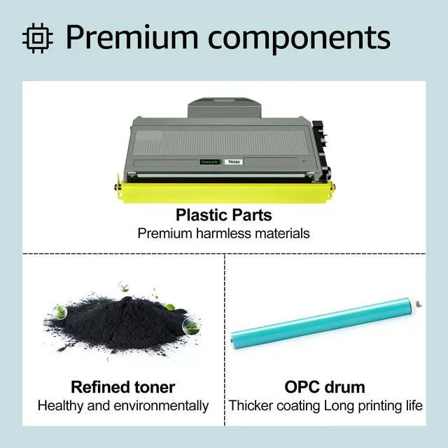 Alt view image 4 of 7 - greencycle High Yield Toner Cartridge Compatible with Brother TN360 TN330 TN-360 TN-330 Work with HL-2140 HL-2170W MFC-7840W MFC-7340 MFC-7440N DCP-7030 DCP-7040 Printer (Black 1 Pack)