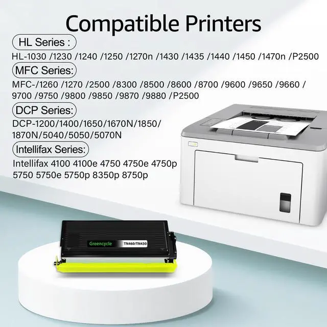 Alt view image 2 of 7 - greencycle Compatible Toner Cartridge Replacement for Brother TN-460 TN570 TN560 Work with Intellifax 4100e 4750e HL-1240 DCP-1200 MFC-1260 MFC-2500 Printer (Black 1 Pack)