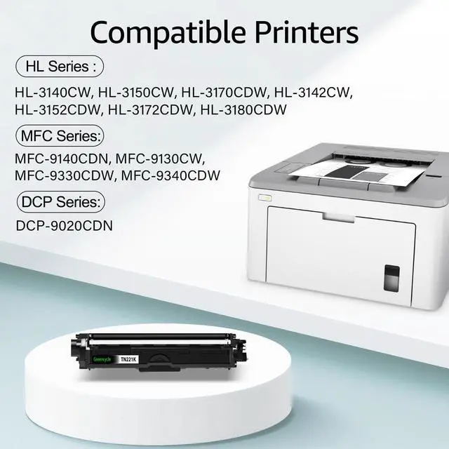 Alt view image 2 of 7 - greencycle High Yield Compatible Toner Cartridge Replacement for Brother TN221K TN-221 TN221BK Work with HL-3170CDW HL-3140CW HL-3180CDW MFC-9130CW MFC-9330CDW laser Printer (6 Pack)