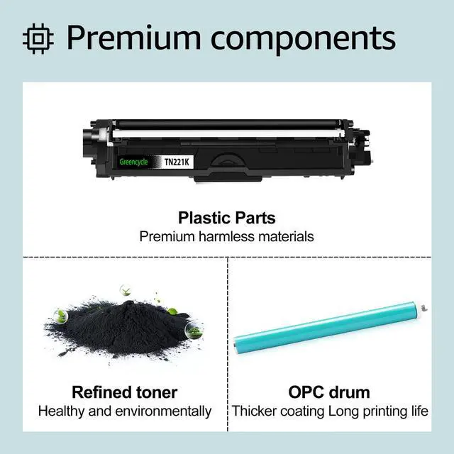 Alt view image 4 of 7 - greencycle High Yield Compatible Toner Cartridge Replacement for Brother TN221K TN-221 TN221BK Work with HL-3170CDW HL-3140CW HL-3180CDW MFC-9130CW MFC-9330CDW laser Printer (6 Pack)