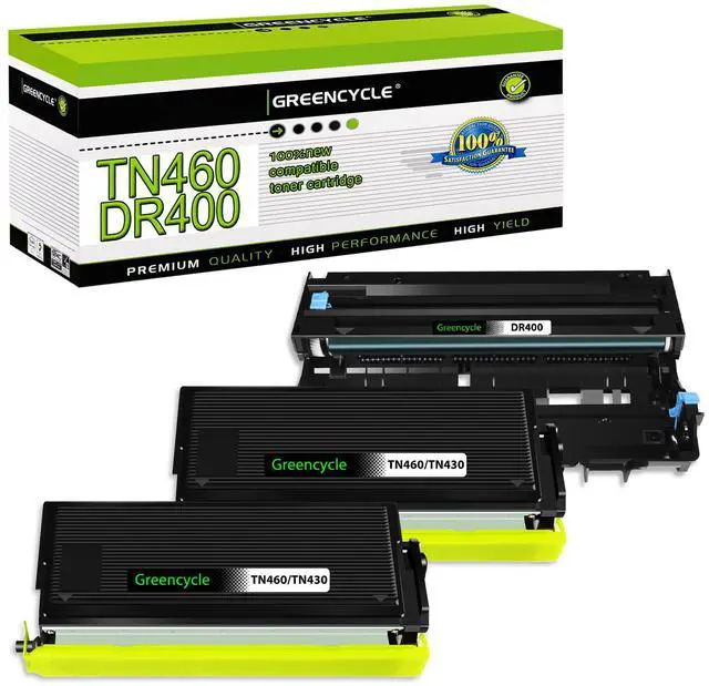 Main image of greencycle TN460 Toner Cartridge and DR400 Drum Unit Replacement Set Compatible for Brother DCP-1200 HL-1240 MFC-8300 MFC-9750 MFC-9800 Intellifax 4100 4750 5750 Printer (2 Toner, 1 Drum)