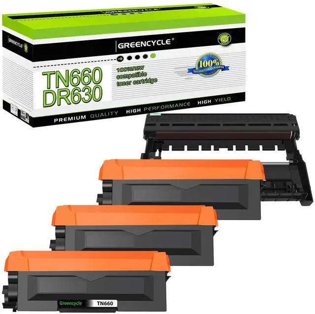 Main image of greencycle TN660 Toner Cartridge and DR630 Drum Unit Set Compatible with Brother TN-660 TN630 TN-630 DR-630 for HL-L2380DW HL-L2300D L2340DW MFC-L2680W L2740DW DCP-L2540DW Printer(3 Toner, 1 Drum)