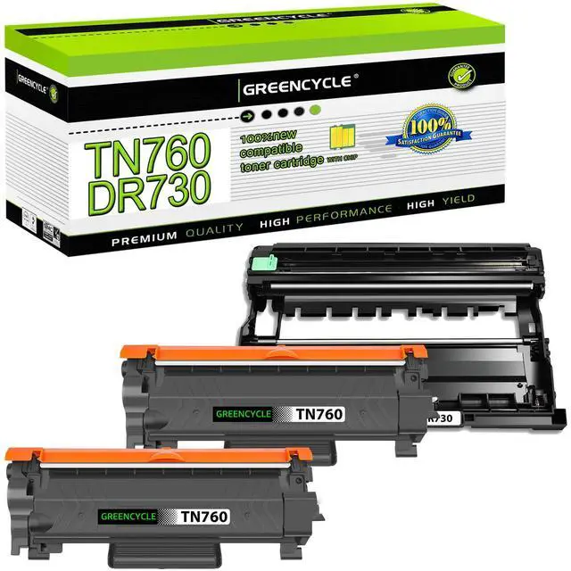 Main image of greencycle TN760 TN730 Toner Cartridge and DR730 Drum Unit Compatible with Brother TN-760 TN-730 DR-730 Work with HL-L2395DW HL-L2390DW HL-L2370DW MFC-L2750DW MFC-L2710DW (2 Toner, 1 Drum)