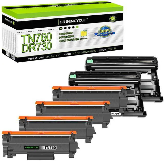 Main image of greencycle TN760 TN730 Toner Cartridge and DR730 Drum Unit Compatible with Brother TN-760 TN-730 DR-730 Work with HL-L2395DW HL-L2390DW HL-L2370DW MFC-L2750DW MFC-L2710DW (4 Toner, 2 Drum)