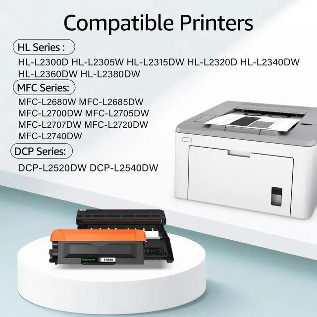 Alt view image 2 of 7 - greencycle TN660 Toner Cartridge and DR630 Drum Unit Set Compatible with Brother TN-660 TN630 TN-630 DR-630 for HL-L2380DW HL-L2300D L2340DW MFC-L2680W L2740DW DCP-L2540DW Printer(3 Toner, 1 Drum)
