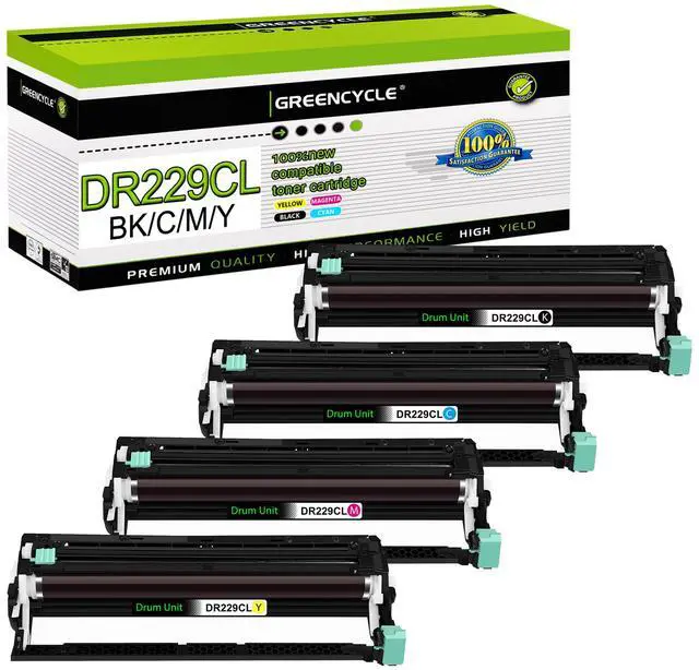 Main image of greencycle 4 Pack DR229CL Drum Compatible Drum unit Replacement for Brother DR229 DR-229 Work with MFC-L3720CDW MFC-L3780CDW HL-L3220CDW HL-L3300CDW HL-L3295CDW Printer (Black,Yellow,Cyan,Magenta)