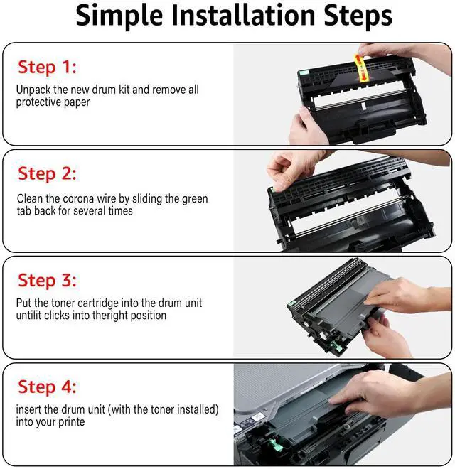 Alt view image 5 of 6 - greencycle 4 Pack DR229CL Drum Compatible Drum unit Replacement for Brother DR229 DR-229 Work with MFC-L3720CDW MFC-L3780CDW HL-L3220CDW HL-L3300CDW HL-L3295CDW Printer (Black,Yellow,Cyan,Magenta)