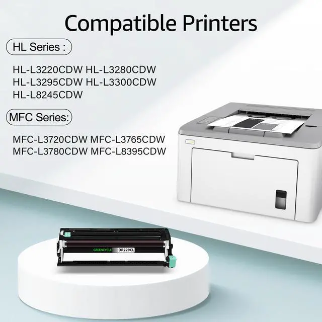 Alt view image 2 of 6 - greencycle 4 Pack DR229CL Drum Compatible Drum unit Replacement for Brother DR229 DR-229 Work with MFC-L3720CDW MFC-L3780CDW HL-L3220CDW HL-L3300CDW HL-L3295CDW Printer (Black,Yellow,Cyan,Magenta)