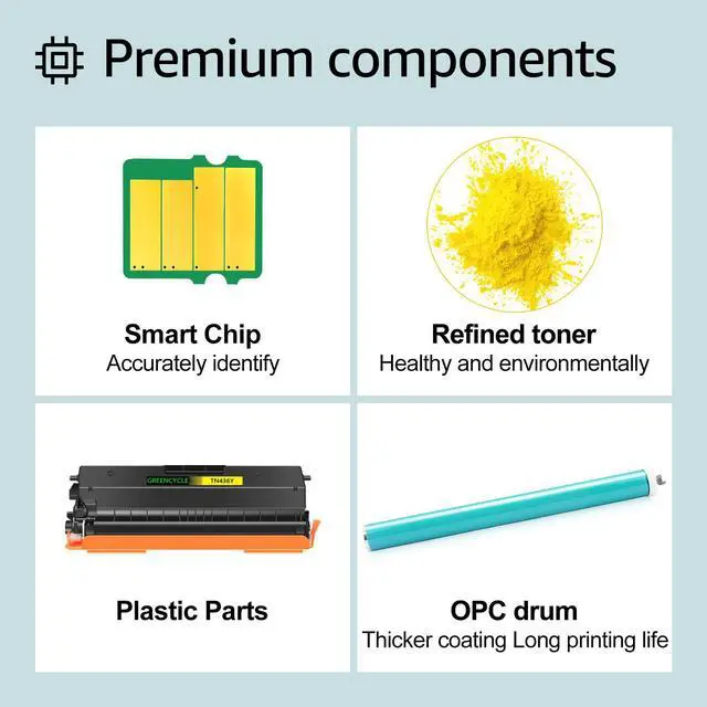 Alt view image 4 of 7 - greencycle Yellow Compatible Toner Cartridge Replacement for Brother TN436 TN-436 TN436Y TN433 TN431 Work with HL-L8360CDW HL-L8360CDWT MFC-L8900CDW HL-L8260CDW MFC-L8610CDW Printer (3 Pack)