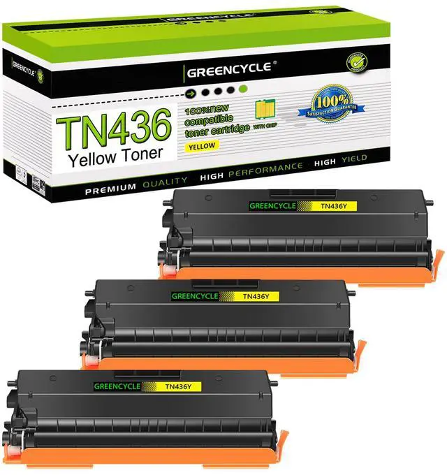 Main image of greencycle Yellow Compatible Toner Cartridge Replacement for Brother TN436 TN-436 TN436Y TN433 TN431 Work with HL-L8360CDW HL-L8360CDWT MFC-L8900CDW HL-L8260CDW MFC-L8610CDW Printer (3 Pack)