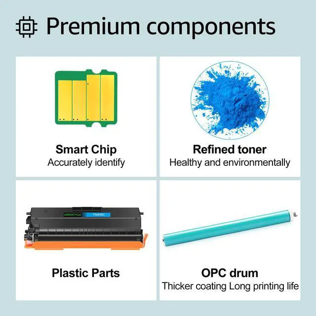 Alt view image 4 of 7 - greencycle Cyan Compatible Toner Cartridge Replacement for Brother TN436 TN-436 TN436C TN433 TN431 Work with HL-L8360CDW HL-L8360CDWT MFC-L8900CDW HL-L8260CDW MFC-L8610CDW Printer (3 Pack)