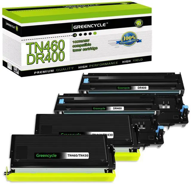 Main image of greencycle TN460 Toner Cartridge and DR400 Drum Unit Replacement Set Compatible for Brother DCP-1200 HL-1240 MFC-8300 MFC-9750 MFC-9800 Intellifax 4100 4750 5750 Printer (2 Toner, 2 Drum)