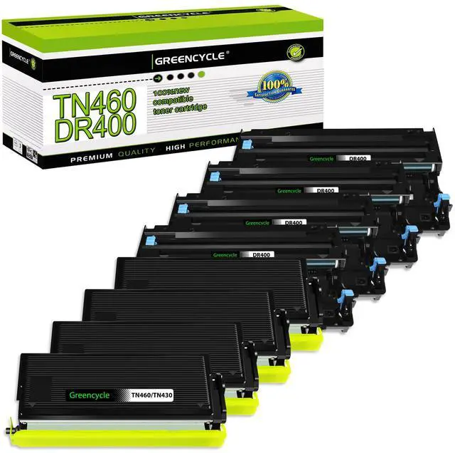Main image of greencycle TN460 Toner Cartridge and DR400 Drum Unit Replacement Set Compatible for Brother DCP-1200 HL-1240 MFC-8300 MFC-9750 MFC-9800 Intellifax 4100 4750 5750 Printer (4 Toner, 4 Drum)