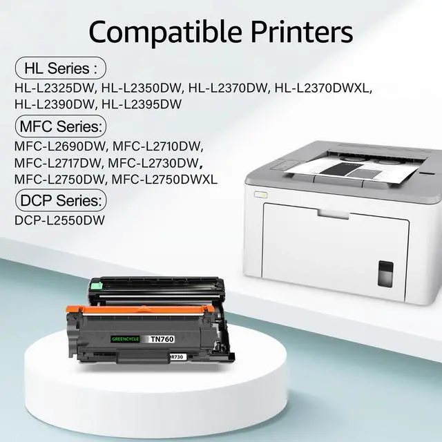 Alt view image 2 of 7 - greencycle TN760 TN730 Toner Cartridge and DR730 Drum Unit Compatible with Brother TN-760 TN-730 DR-730 Work with HL-L2395DW HL-L2390DW HL-L2370DW MFC-L2750DW MFC-L2710DW (3 Toner, 2 Drum)