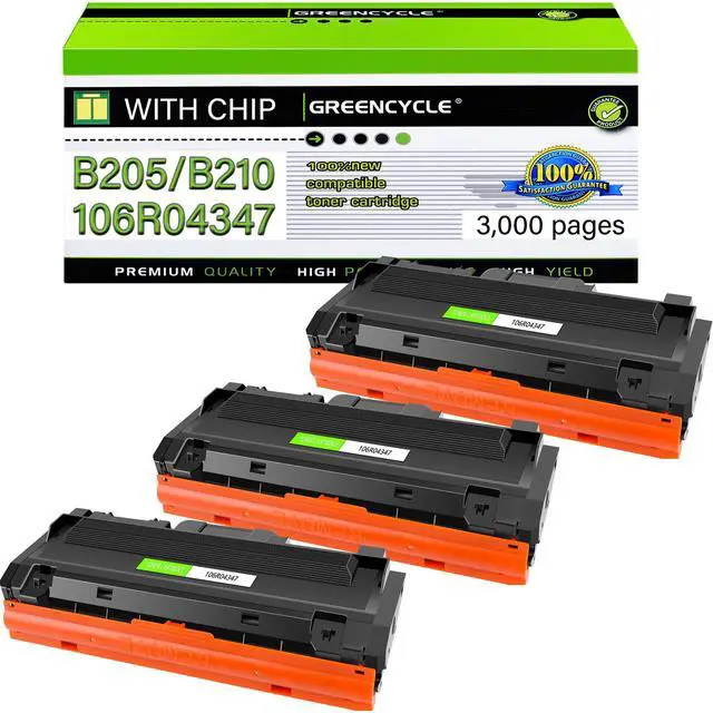 Main image of GREENCYCLE Compatible Xerox B205 B210 B215 Toner Cartridge Replacement for Xerox 106R04347 106R04346 Work with B205NI B205MFP B210DNI B215DNI B215MFP Series Printers (Black, 3 Pack)