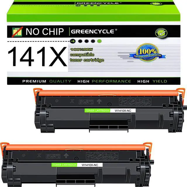 Main image of greencycle 141X No Chip Compatible for HP 141X Black Toner Cartridge W1410X Work with Laser Jet M110w MFP M140w MFP M139w(2PCS,No Chip requires manual installation of an OEM chip)