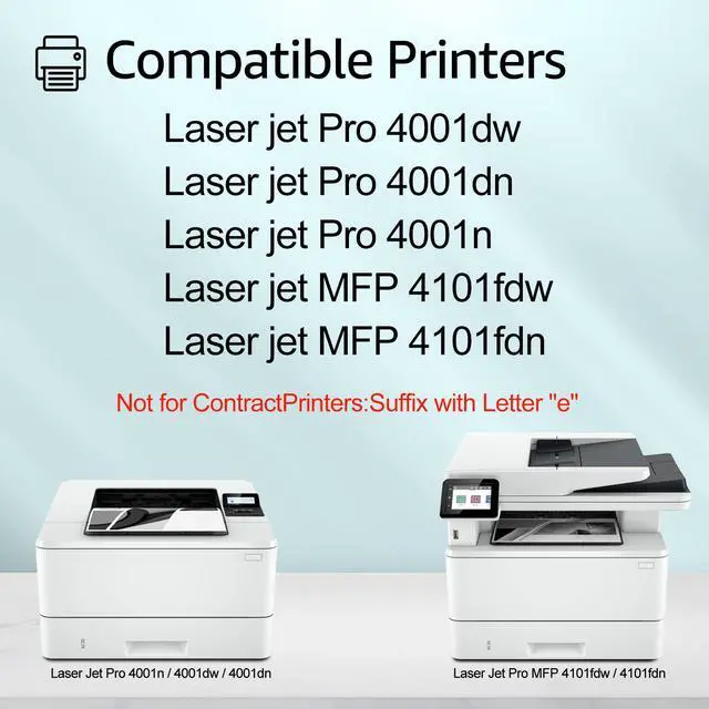 Alt view image 2 of 6 - greencycle 148X No Chip Cartridge Compatible for HP 148X Black Toner Cartridge Work with Laser Jet Pro 4001dw 4001dn 4001n 4101fdw 4101fdn(4PC,No Chip Requires Manual Installation of an OEM chip)