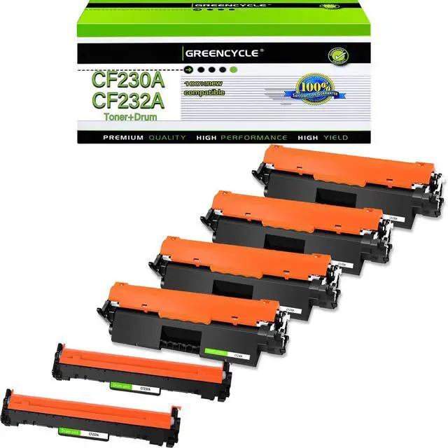 Main image of GREENCYCLE 4-pack CF230A Compatible Toner Cartridge & 2-pack CF232A Drum Replacement for HP 30A Toner & 32A Drum Use for Laser jet Pro MFP M227fdw M227fdn M227sdn M203dn M203dw M203d(4Toner + 2Drum)