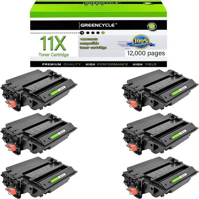 Main image of GREENCYCLE High-yield Compatible Toner Cartridge Replacement for HP 11X Q6511X work with Laser Jet 2400 2410 2410n 2420 2420d 2420n 2420dn 2420dtn 2430 2430n 2430tn 2430dtn Printer (Black,6-Pack)