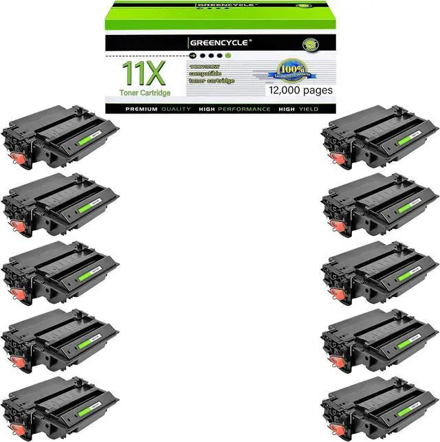 Main image of GREENCYCLE High-yield Compatible Toner Cartridge Replacement for HP 11X Q6511X work with Laser Jet 2400 2410 2410n 2420 2420d 2420n 2420dn 2420dtn 2430 2430n 2430tn 2430dtn Printer (Black,10-Pack)