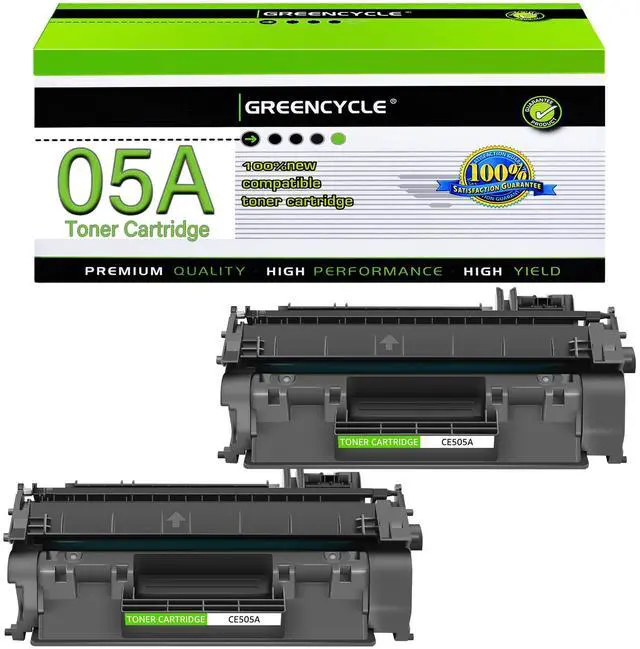 Main image of GREENCYCLE High-yield Compatible Toner Cartridge Replacement for HP 05A CE505A work with Laser Jet P2030 P2035 P2035N P2050 P2055 P2055d P2055dn P2055x Printer (Black, 2-Pack)