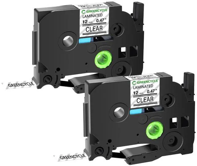 Main image of GREENCYCLE TZe-131 12mm 0.47 Laminated Clear Tape Compatible for Brother P-Touch Black on Clear TZ-131 TZe131 1/2 inch TZe TZ Tape for Ptouch PT-D210 D220 H110 H100, 2 Pack