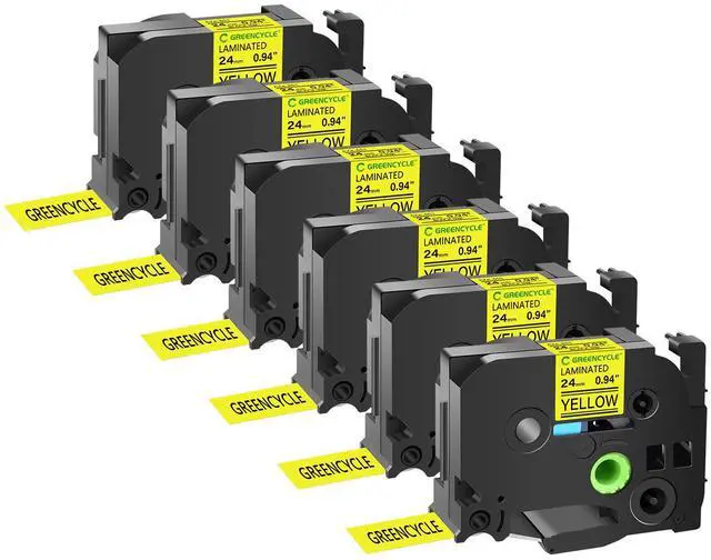 Main image of GREENCYCLE TZe-651 24mm 0.94 Laminated Yellow Tape Compatible for Brother P-Touch Black on Yellow TZ-651 TZe651 1 inch TZe TZ Tape for Ptouch PT-D600 PT-D610BT PT-P700 PT-P710BT, 6 Pack