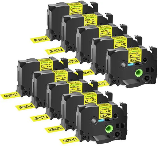 Main image of GREENCYCLE TZe-651 24mm 0.94 Laminated Yellow Tape Compatible for Brother P-Touch Black on Yellow TZ-651 TZe651 1 inch TZe TZ Tape for Ptouch PT-D600 PT-D610BT PT-P700 PT-P710BT, 10 Pack