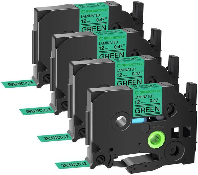 Main image of GREENCYCLE TZe-731 12mm 0.47 Laminated Green Tape Compatible for Brother P-Touch Black on Green TZ-731 TZe731 1/2 inch TZe TZ Tape for Ptouch PT-D210 D220 H110 H100, 4 Pack