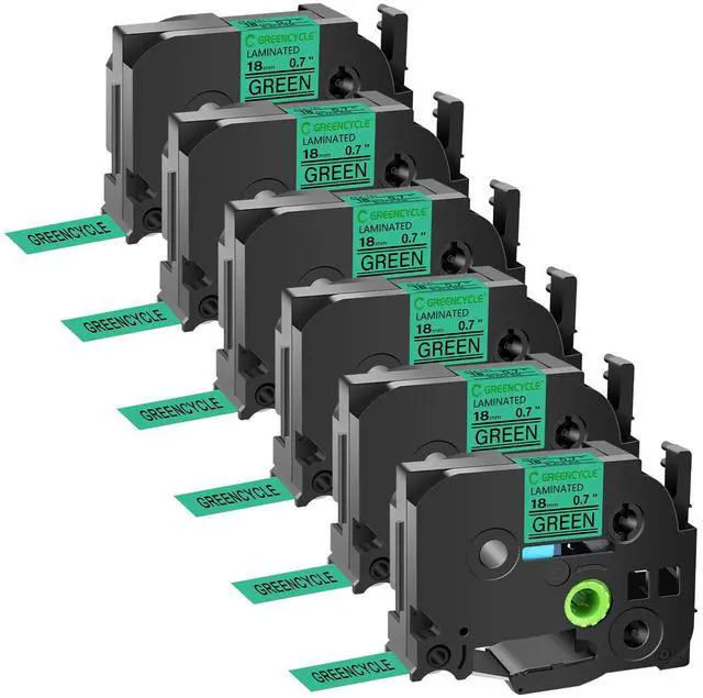 Main image of GREENCYCLE TZe-741 18mm 0.7 Laminated Green Tape Compatible for Brother P-Touch Black on Green TZ-741 TZe741 3/4 inch TZe TZ Tape for Ptouch PTD410 PTD400 PTD610BT PTD600, 6 Pack