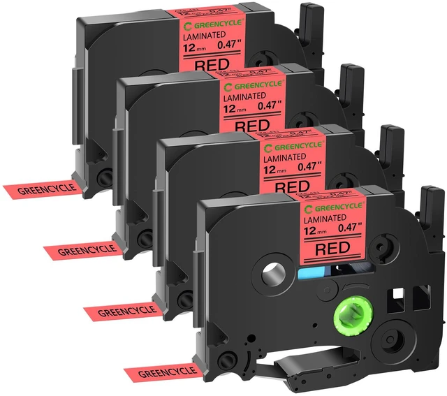 Main image of GREENCYCLE TZe-431 12mm 0.47 Laminated Red Tape Compatible for Brother P-Touch Black on Red TZ-431 TZe431 1/2 inch TZe TZ Tape for Ptouch PT-D210 D220 H110 H100, 4 Pack