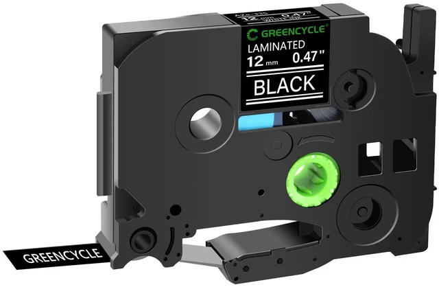 Main image of GREENCYCLE TZe-335 12mm 0.47 Laminated Black Tape Compatible for Brother P-Touch White on Black TZ-335 TZe335 1/2 inch TZe TZ Tape for Ptouch PT-D210 D220 H110 H100