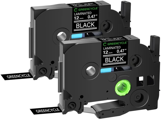 Main image of GREENCYCLE TZe-335 12mm 0.47 Laminated Black Tape Compatible for Brother P-Touch White on Black TZ-335 TZe335 1/2 inch TZe TZ Tape for Ptouch PT-D210 D220 H110 H100, 2 Pack