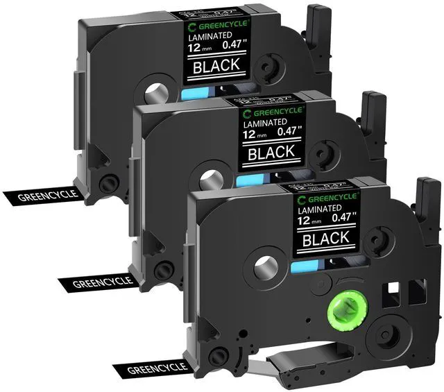 Main image of GREENCYCLE TZe-335 12mm 0.47 Laminated Black Tape Compatible for Brother P-Touch White on Black TZ-335 TZe335 1/2 inch TZe TZ Tape for Ptouch PT-D210 D220 H110 H100, 3 Pack